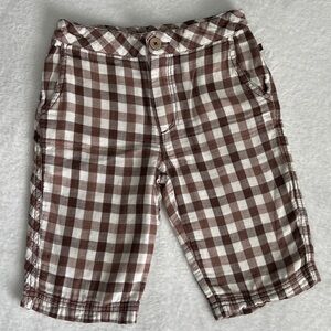 Fore Axel & Hudson Boy Plaid Shorts Size7 Brown & White 100% Cotton Adjust Waist